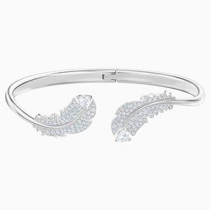 NICE BANGLE, WHITE, RHODIUM PLATED