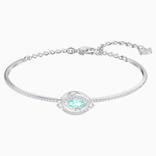 Load image into Gallery viewer, SWAROVSKI SPARKLING DANCE BANGLE, GREEN, RHODIUM PLATED