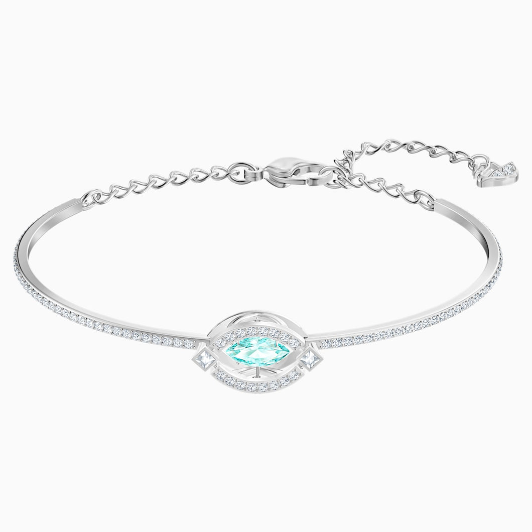 SWAROVSKI SPARKLING DANCE BANGLE, GREEN, RHODIUM PLATED