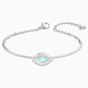 SWAROVSKI SPARKLING DANCE BANGLE, GREEN, RHODIUM PLATED