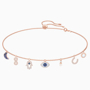 SWAROVSKI SYMBOLIC NECKLACE, MULTI-COLORED, ROSE-GOLD TONE PLATED