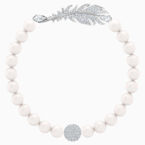 NICE PEARL BRACELET, WHITE, RHODIUM PLATED