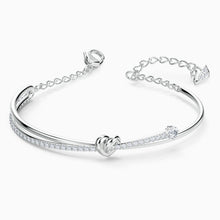 Load image into Gallery viewer, LIFELONG HEART BANGLE, WHITE, RHODIUM PLATED