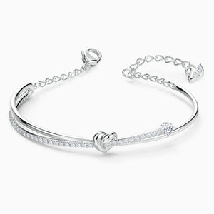 LIFELONG HEART BANGLE, WHITE, RHODIUM PLATED