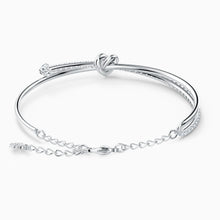 Load image into Gallery viewer, LIFELONG HEART BANGLE, WHITE, RHODIUM PLATED