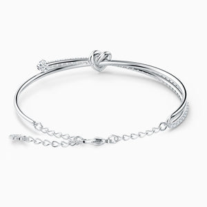 LIFELONG HEART BANGLE, WHITE, RHODIUM PLATED