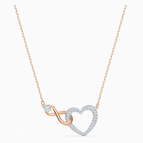 SWAROVSKI INFINITY HEART NECKLACE, WHITE, MIXED METAL FINISH