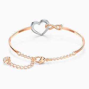 SWAROVSKI INFINITY HEART BANGLE, WHITE, MIXED METAL FINISH