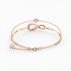 SWAROVSKI INFINITY BANGLE, WHITE, ROSE-GOLD TONE PLATED