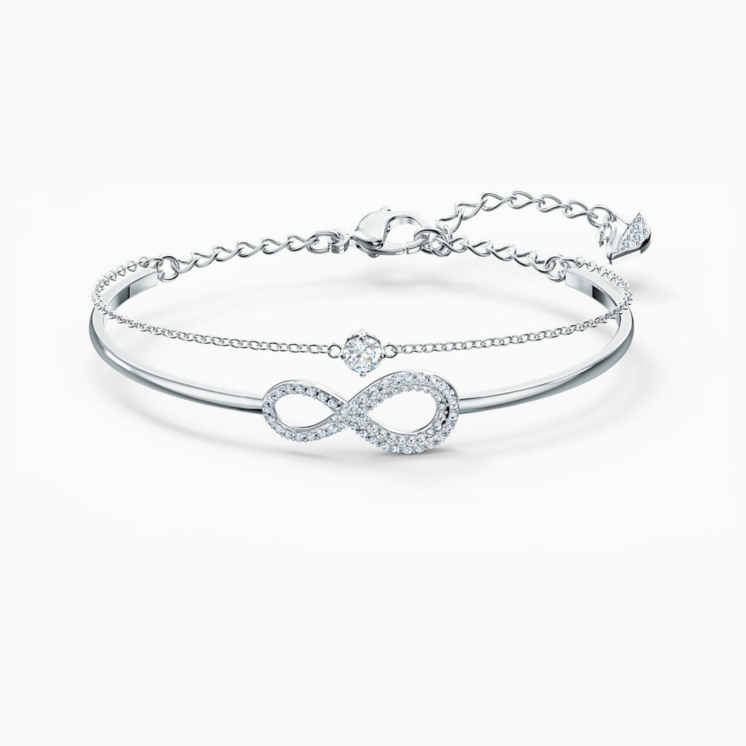 SWAROVSKI INFINITY BANGLE, WHITE, RHODIUM PLATED