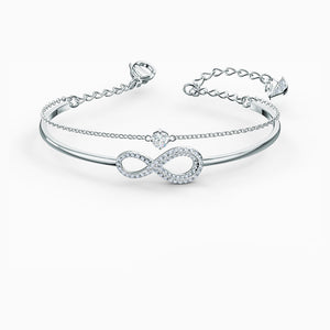 SWAROVSKI INFINITY BANGLE, WHITE, RHODIUM PLATED