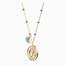 Load image into Gallery viewer, SWAROVSKI SYMBOLIC LOTUS PENDANT, GREEN, GOLD-TONE PLATED