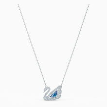 Load image into Gallery viewer, DANCING SWAN NECKLACE, BLUE, RHODIUM PLATED