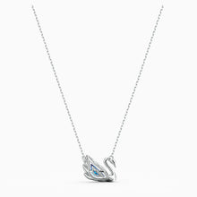 Load image into Gallery viewer, DANCING SWAN NECKLACE, BLUE, RHODIUM PLATED