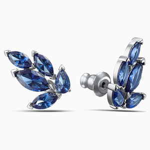 LOUISON STUD PIERCED EARRINGS, BLUE, RHODIUM PLATED