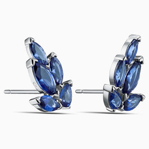 LOUISON STUD PIERCED EARRINGS, BLUE, RHODIUM PLATED