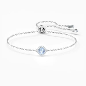 ANGELIC CUSHION BRACELET, BLUE, RHODIUM PLATED