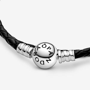 Pandora Moments Double Black Leather Bracelet