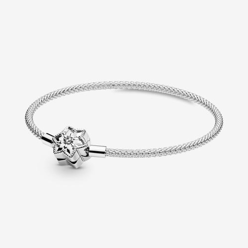 Pandora Moments Bright Snowflake Clasp Mesh Bracelet