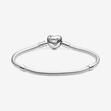 Load image into Gallery viewer, Pandora Moments Family Tree Heart Clasp Snake Chain Bracelet