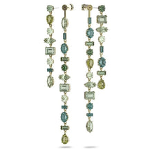 Load image into Gallery viewer, Gema drop earrings Asymmetrical, Long, Green, Gold-tone plated