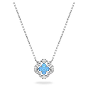 Swarovski Sparkling Dance necklace Blue, Rhodium plated