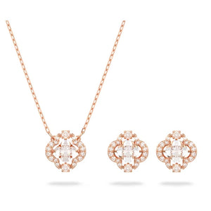 Swarovski Sparkling Dance set Clover, White, Rose gold-tone plated