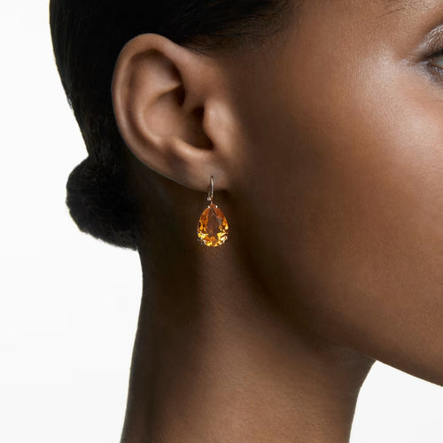 Millenia drop earrings Pear cut, Yellow, Gold-tone plated