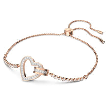 Load image into Gallery viewer, Lovely bracelet Heart, White, Rose gold-tone plated