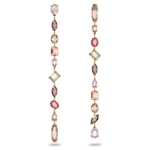 Gema drop earrings Asymmetrical, Extra long, Multicolored, Gold-tone plated