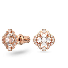 Load image into Gallery viewer, Swarovski Sparkling Dance set Clover, White, Rose gold-tone plated