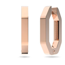 Load image into Gallery viewer, Dextera hoop earrings Octagon, Pavé, Medium, White, Rose gold-tone plated