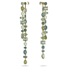 Load image into Gallery viewer, Gema drop earrings Asymmetrical, Long, Green, Gold-tone plated