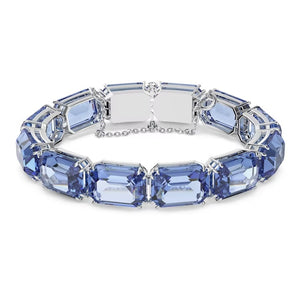 Millenia bracelet Octagon cut, Blue, Rhodium plated