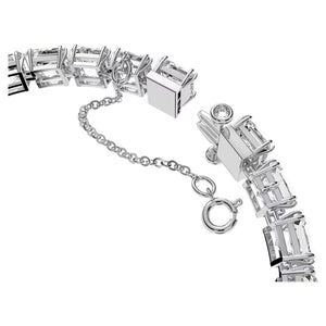 Millenia bracelet Square cut, Small, White, Rhodium plated