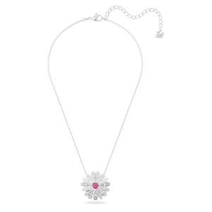 Eternal Flower pendant Flower, Pink, Rhodium plated