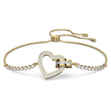 Load image into Gallery viewer, Lovely bracelet Heart, White, Gold-tone plated