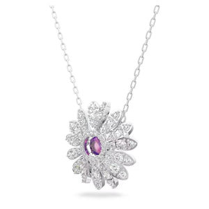 Eternal Flower pendant Flower, Pink, Rhodium plated