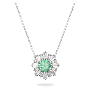 Sunshine pendant Green, Rhodium plated