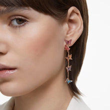 Load image into Gallery viewer, Lilia drop earrings Butterfly, Long, Multicolored, Rose gold-tone plated