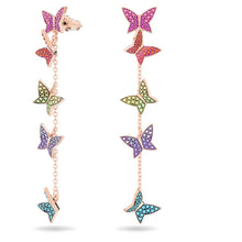 Load image into Gallery viewer, Lilia drop earrings Butterfly, Long, Multicolored, Rose gold-tone plated