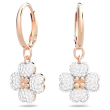 Load image into Gallery viewer, Latisha hoop earrings Flower, White, Rose gold-tone plated