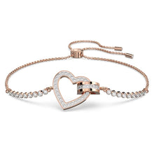 Load image into Gallery viewer, Lovely bracelet Heart, White, Rose gold-tone plated