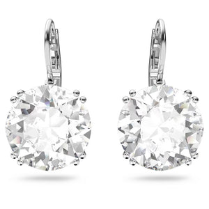 Millenia drop earrings Round cut, White, Rhodium plated