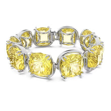 Load image into Gallery viewer, Harmonia bracelet Cushion cut, Yellow, Rhodium plated