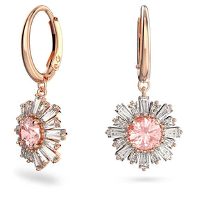 Sunshine hoop earrings Pink, Rose gold-tone plated