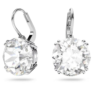 Millenia drop earrings Round cut, White, Rhodium plated