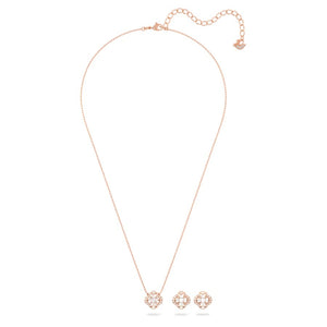 Swarovski Sparkling Dance set Clover, White, Rose gold-tone plated