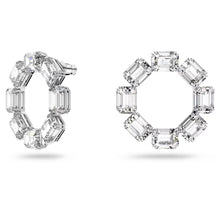 Load image into Gallery viewer, Millenia hoop earrings Circle, Octagon cut, White, Rhodium plated