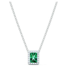 Load image into Gallery viewer, Swarovski Angelic Rectangular Necklace, Green, Rhodium plated